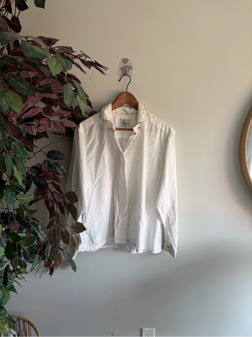 Pendleton White Button-Front Shirt with Embroidered Trim